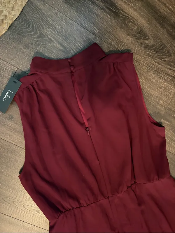 Lulu’s Plum Chiffon Sleeveless Mock Neck Maxi Dress NWT XL - Image 9
