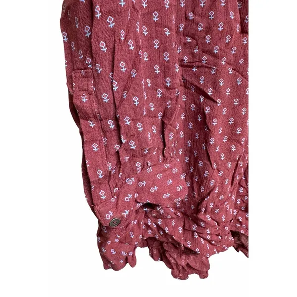 Free People Boho High Low Boyfriend Shirt Rust‎ Women's Size Large - Image 7