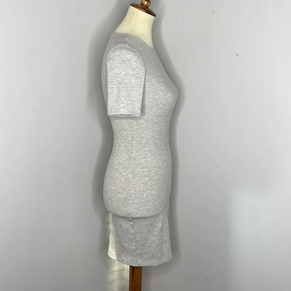Reformation Jeans Gray Ribbed Mini Dress Shirt Dress Kendy Knit Dress‎ - Image 4