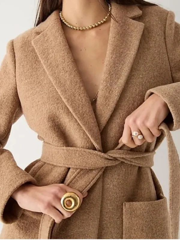 J. Crew Wrap blazer-jacket in Italian boiled wool Tan W2445 Sz 2 - Image 4