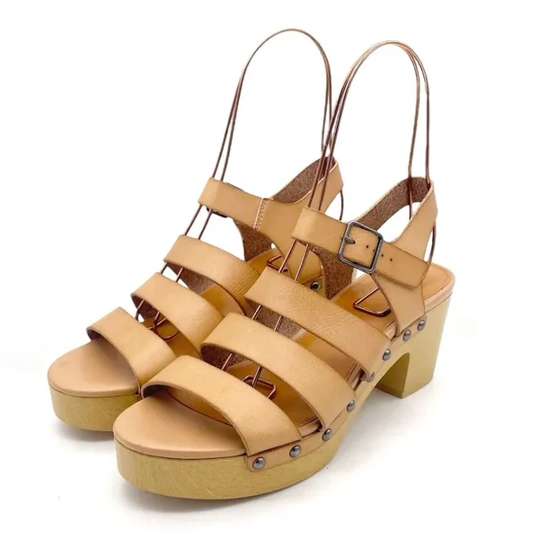 J. Crew The Chloe Clog Platform Strappy Sandal in Saddle Tan Faux Leather Size 7 - Image 5