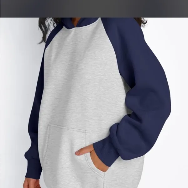Amazon Two-Tone Navy and Light Gray Raglan Hoodie - Image 2