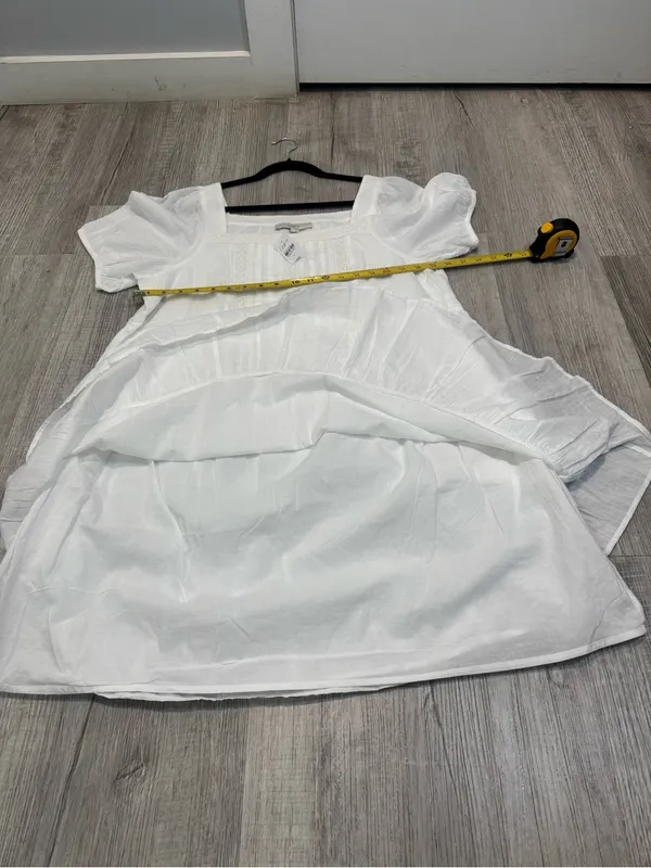 Loft Women's Dress White Midi Cotton NWT Size L Puff Sleeve - Image 10