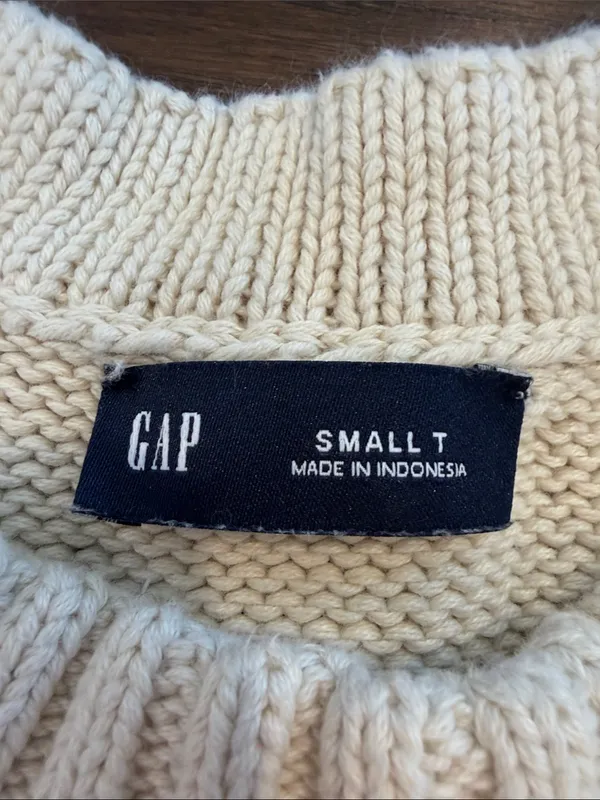 GAP Cream Crewneck Sweater Size Small Tall - C1-3650 - Image 2