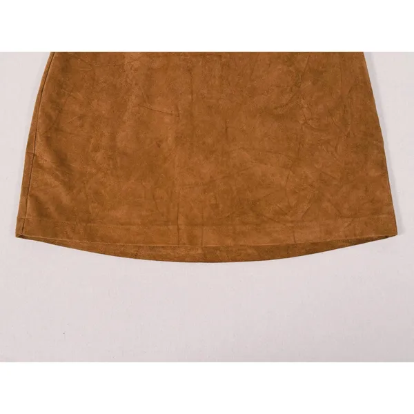 Abercrombie & Fitch Faux Suede Mini Skirt Size S Brown Preppy Fall Quiet Luxury - Image 6