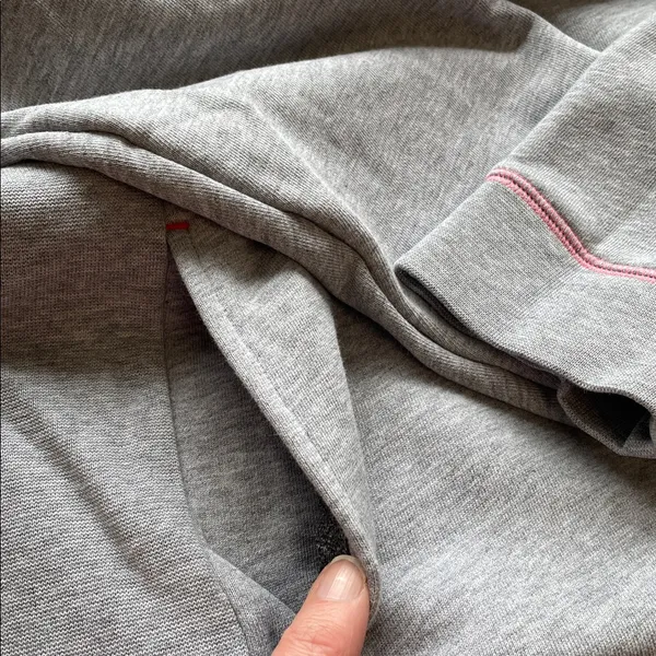 Bombas Grey Color Stitching Crewneck Sweatshirt Large Pockets - Image 4