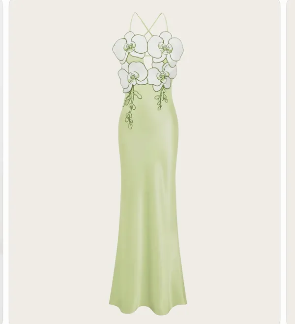 JW Pei Orchid Embroidered Dress - Light Green - Image 2