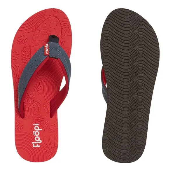 NWT Floopi Women Durable EVA Floral Textured Flip Flops Red Multi 6M Size 6 - Image 4