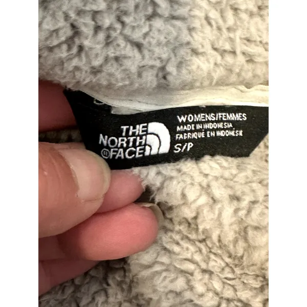 The North Face Women's Gray Cream Colorblock Sherpa Fleece Pullover Jacket S - Image 10