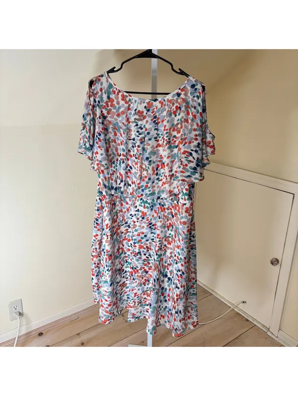 Anthropologie Maeve EUC Women's Watercolor Polka Dot Flutter Sleeve Dress XL - Image 6