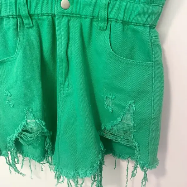 HERRINGSTONES Lida Kate Lucky‎ Me Green Denim Romper Size Medium NWOT - Image 4