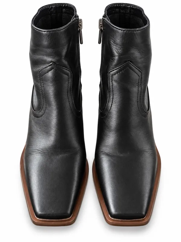 Vince Camuto Aminda Black Leather Square Toe Ankle Boots 7.5 - Image 2