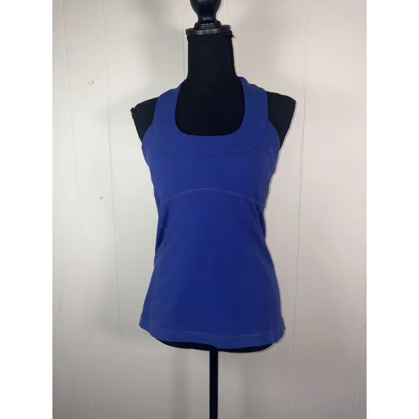 LULULEMON Scoop Neck Tank Top Activewear Blue Womens Size 8 Built In Bra - Image 2