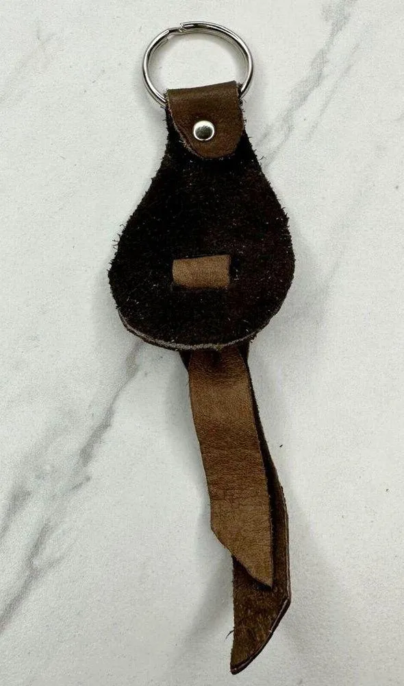 Soft Brown Leather Fringe Western Boho Keychain Keyring - Image 3