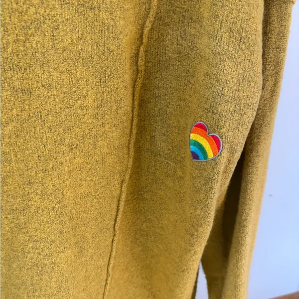 FREE PEOPLE Eucalyptus Cardigan Rainbow Heart Sweater - Image 6