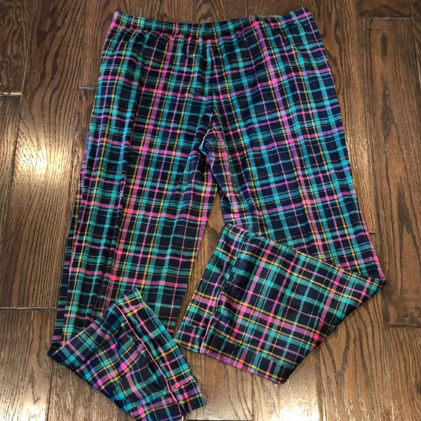JOYSPUN soft plaid fleece style pajamas set size large with pockets - Image 11