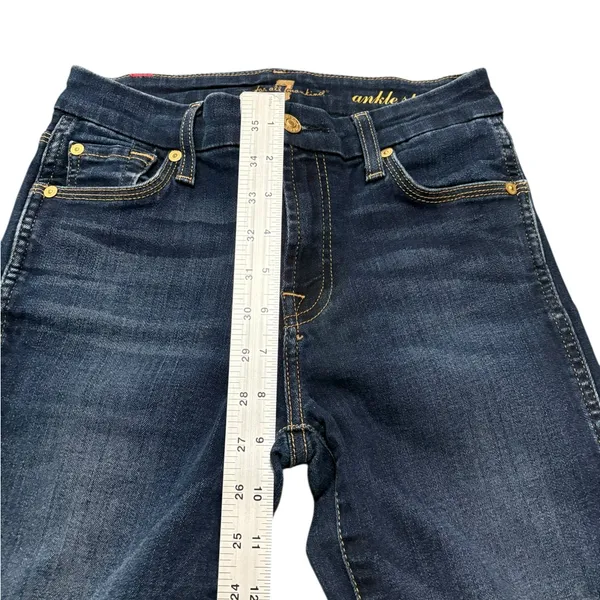 7 For All Mankind Women’s Dark Blue Ankle Straight Jeans With Frayed Hem 25 - Image 4