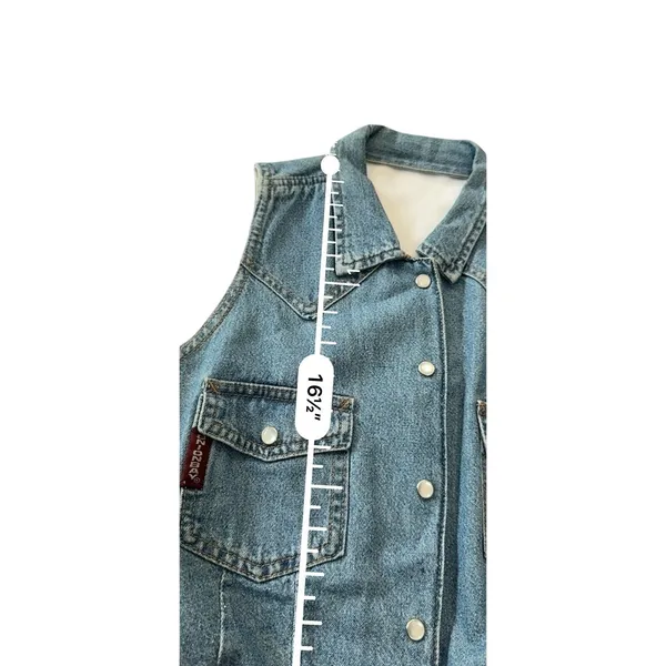 Vintage 90s Unionbay Cropped Denim Vest Snap Front Blue Jean Women's S/M Y2K - Image 11