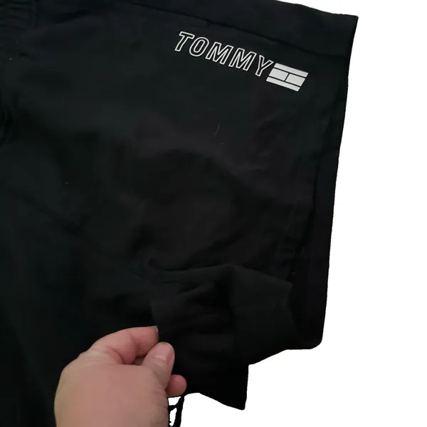 Tommy Hilfiger Athletic Shorts Size S Black Wide Leg Elastic Waist Logo Pockets - Image 5