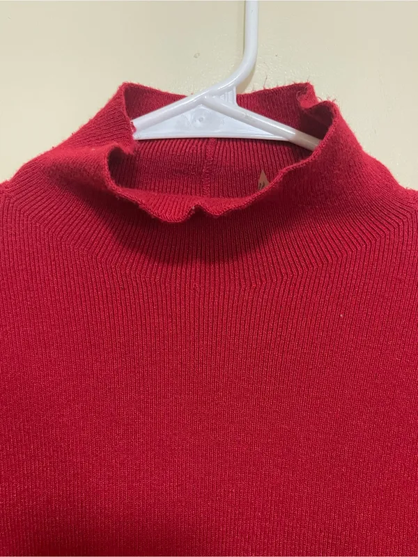 Alice + Olivia Vibrant Red Mock Neck Long-Sleeve Top - Image 3