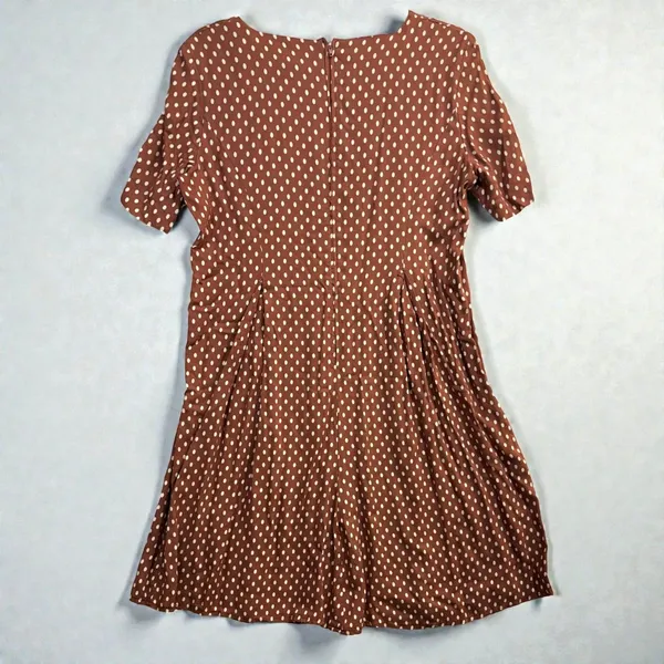 Vintage‎ Jeffrey & Dara 10 Brown Polka Dot Midi Dress Classic Swing Bib Pleated - Image 4