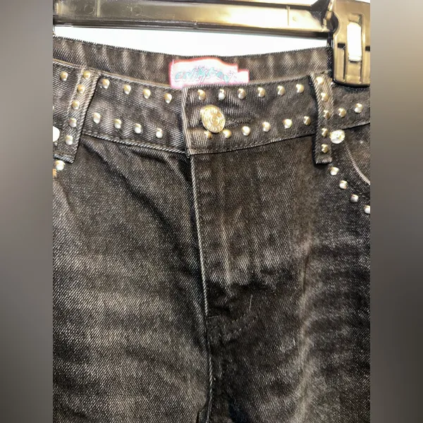 NWOT Edikted Quincy Studded Low Rise Baggy Jeans- Washed Black - Image 9