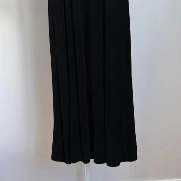 VTG‎ BASIC USA sz M Black Long Sleeve Ruffle Neck Maxi Dress Witchy Whimsygoth - Image 3