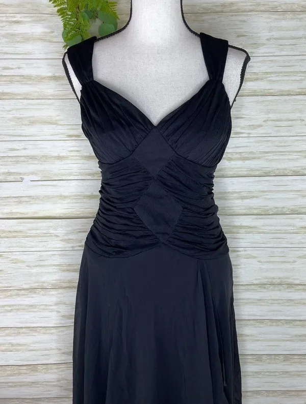 Vintage Y2K Sangria Black Ruched Cocktail Prom Goth Witchy Dress - Image 3