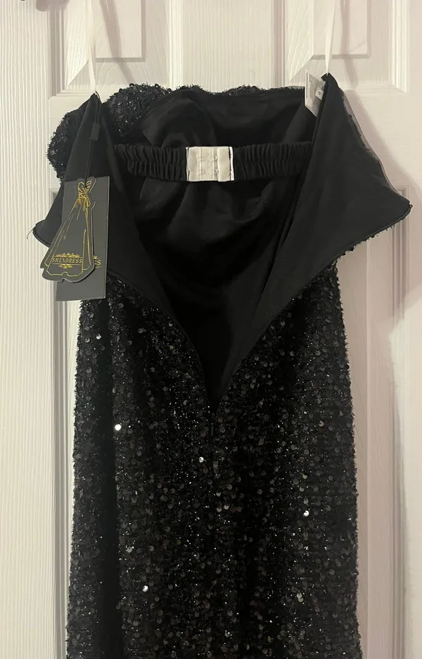 Strapless Sequin Prom Dress Long Sparkly Evening Dress with Slit - Image 2