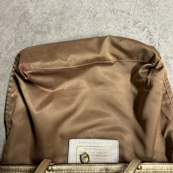 COACH Brown Signature Floral Embroidered Jacquard & Gold Leather Satchel Tote - Image 5