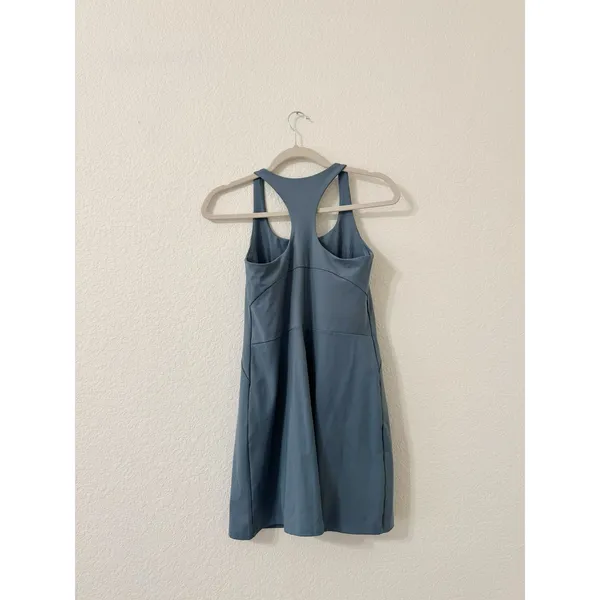 Girlfriend Collective Racerback Athletic Dress Built-In Shorts Blue Gray Medium - Image 3