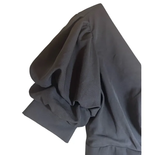 Do+Be NWT One Shoulder Mini Black Dress Puff Sleeve,‎ L - Image 3