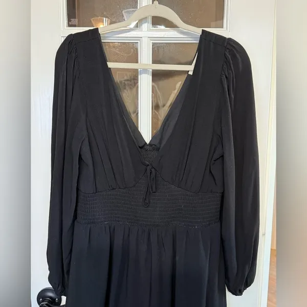 COPPER KEY Black Boho Peasant Stretch Smocked Waist Mini Dress Size XL - Image 3
