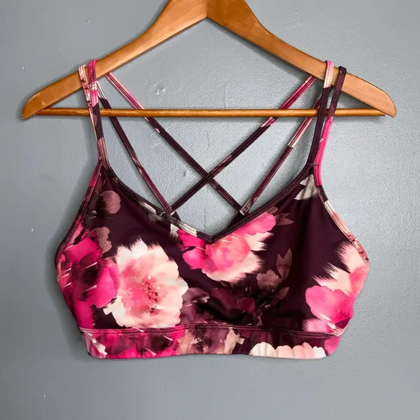 Old Navy Floral Sports Bra - Pink and Purple - Go Dry - Large - Image 2