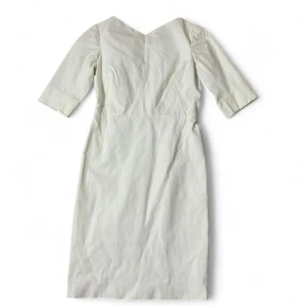 Narciso‎ Rodriguez Cotton Silk Blend Sheath Dress Made in Italy V Neck Zip Front - Image 2