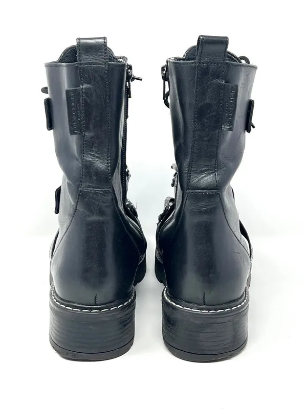 Kurt Geiger London Storm Chain Combat Moto Boots Black Leather EU 40.5 US 9.5 - Image 11