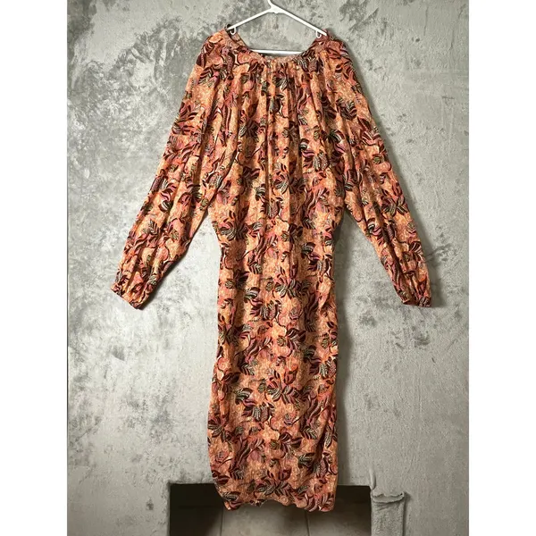 A.L.C. Palma Maxi Coverup Floral Cotton Silk Long Sleeve Resort Beach Dress M/L - Image 3