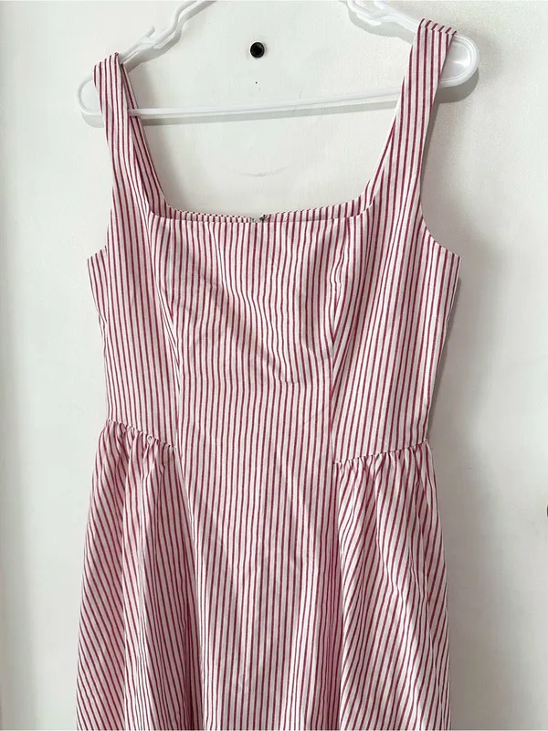 WAYF Drop Waist Midi Dress Red White NWT Small - Image 3