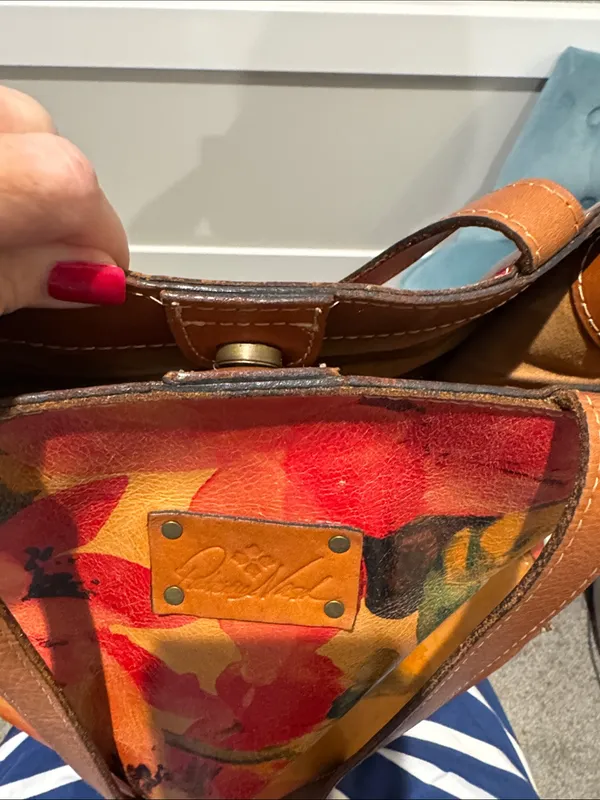 Patricia Nash Floral Leather Tote — Orange, Red & Green - Image 10