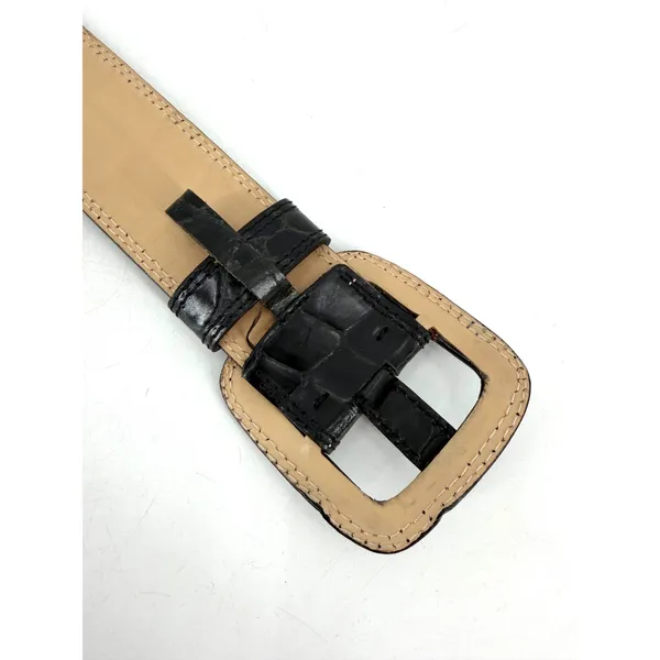 Banana Republic Belt Womens Medium Black Croc Leather Vintage Italian Y2K - Image 7