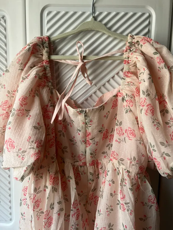 Handmade Puff Sleeve Floral Dress - Image 9