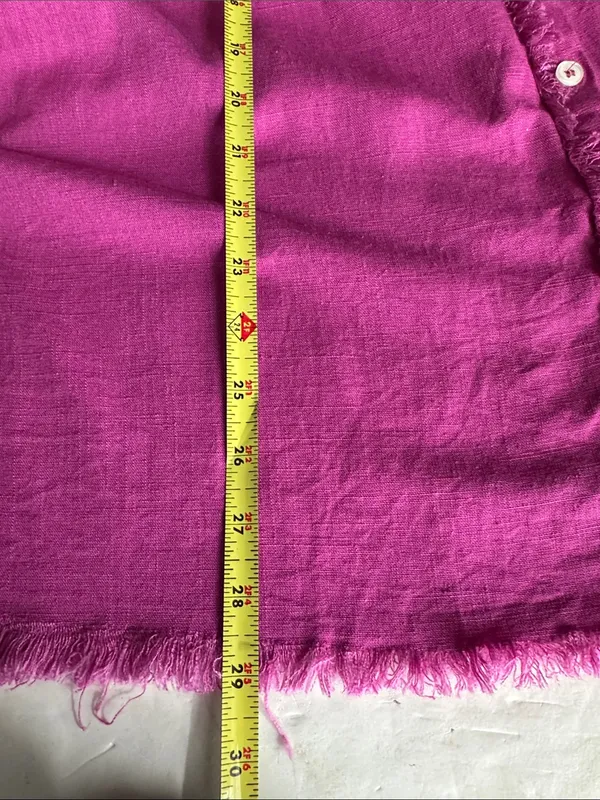 Umgee Fuchsia Button-Down Shirt with Frayed Placket XL oversized linen blend - Image 12