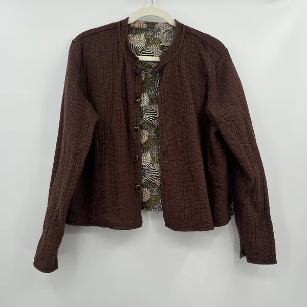 Women's Jacket Quilted Reverses Me Chocolate Coffee Brown Pattern Art Wear Boho - Image 6