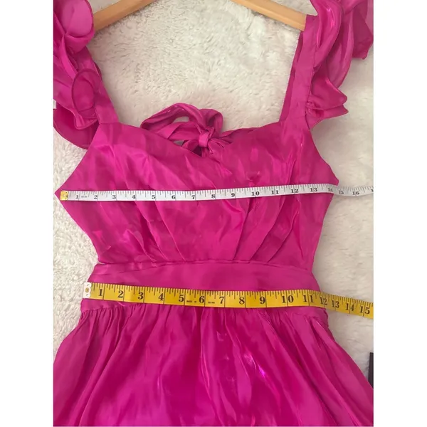 Lulus Pristine Glow Magenta Pink Ruffled Tie-Back Maxi Dress Size Small Formal - Image 7