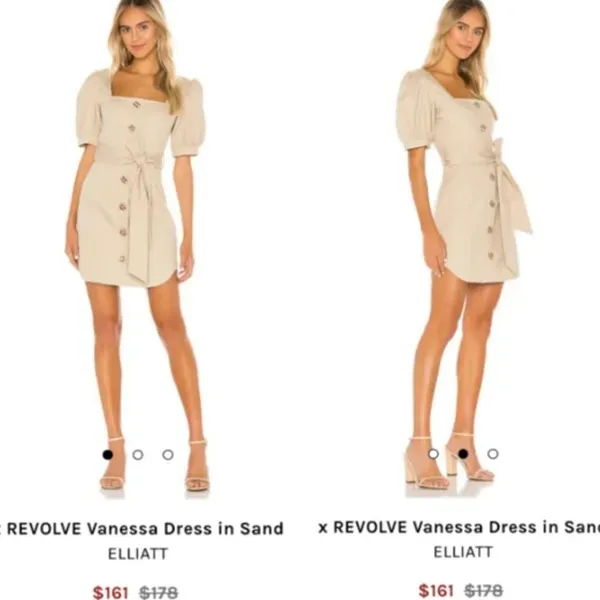Elliatt x REVOLVE Vanessa Dress Sand sz S, Puff Sleeve, Quiet Luxury Mini - Image 13
