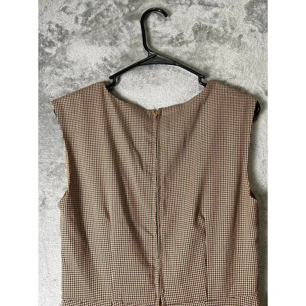 ModCloth Dark Academia Cottagecore Prairie Midi Dress Brown Houndstooth Size 6 - Image 4
