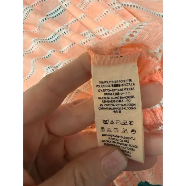 Free People Peach Striped Oversized Tunic Boho Beach‎ Coverup Medium - Image 8