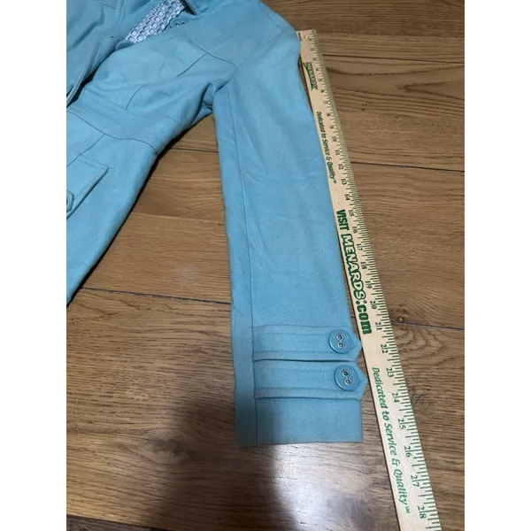 Retro Mod‎ Quiet Luxury Classic Anthropologie Tulle Wool Peacoat Tiffany Blue S - Image 7