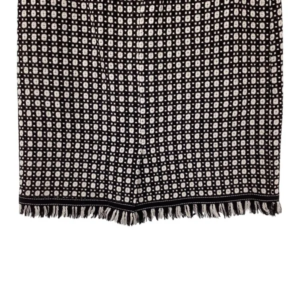 Harolds Womens Skirt Size 2 Wool Pencil Black & White Geometric Fringe Hem - Image 7