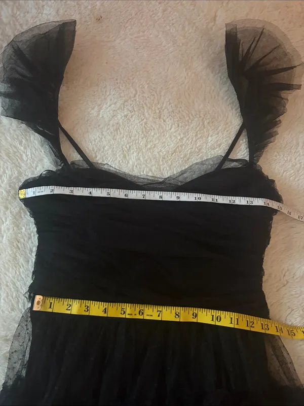 Lulus Pure Radiance Black Mesh Swiss Dot Tier Maxi Dress Size medium Whimsigoth - Image 7